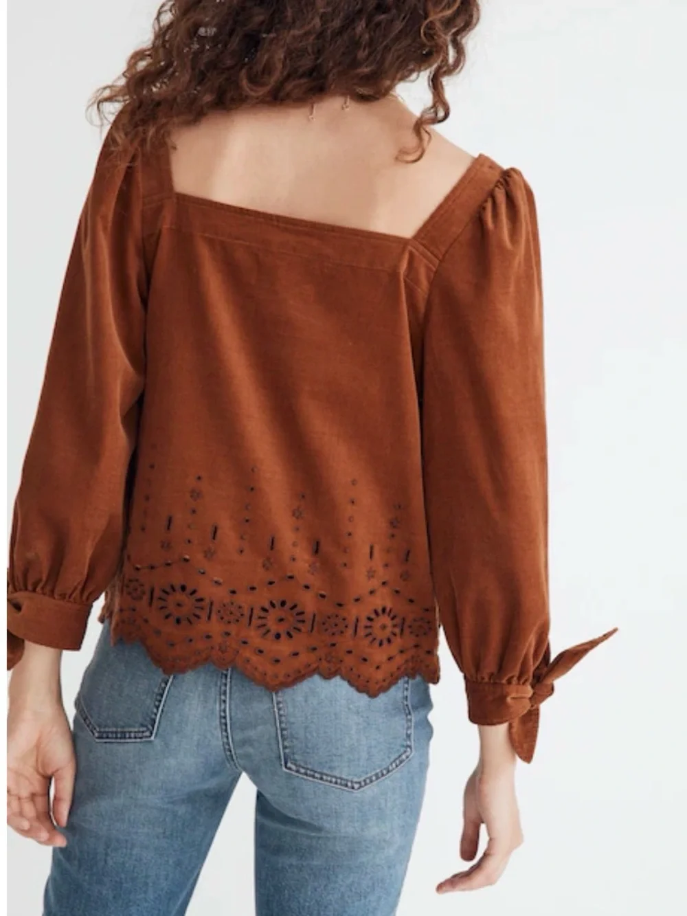 Madewell  Embroidered Eyelet Corduroy Tie-Sleeve Top. 100 % cotton!!✨